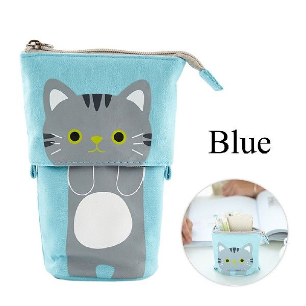 Pencil Case Cute Cat Pattern Telescopic Zipper Pencil Box