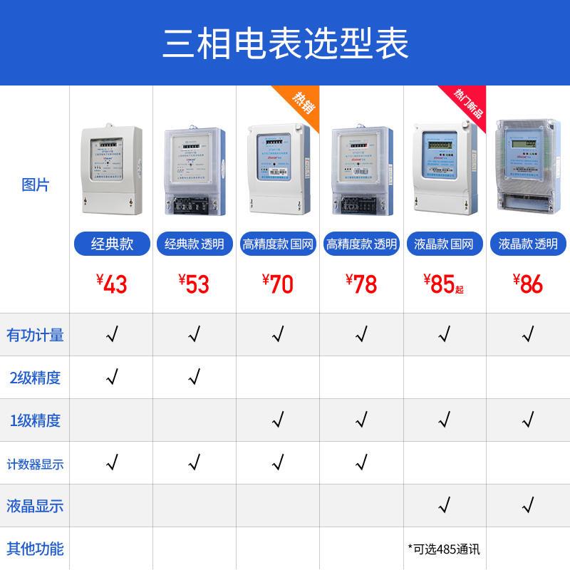 三相四线电表380v智能100a互感器电子式电能表三项有功电度表