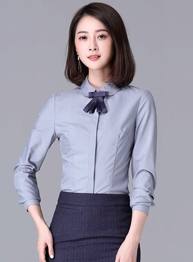 职业白色衬衣女2024春秋新款大学生面试正装修身女士职场上班衬衫