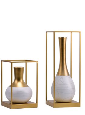 新中式现代陶瓷铁艺创意花器摆件样品屋展示中心客厅酒柜样板间书