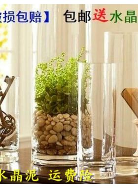直筒圆柱形玻璃花瓶透明直径8-12-15-20-25-30厘米玻璃瓶鱼缸