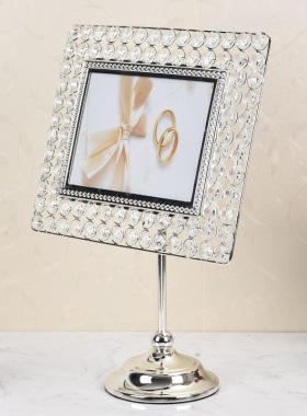照片相框摆台ins风北欧轻奢水晶欧式6寸玻璃金色立体相框创意摆件