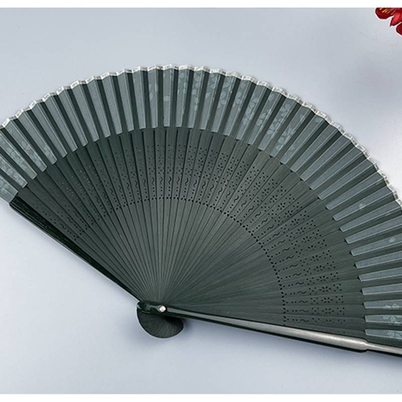 扇子夏天可携式古风绿色折扇女式随身古典中国风汉服旗袍折叠小扇