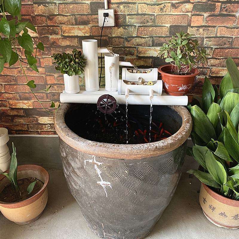 圆形鱼缸过滤器陶瓷缸过滤设备金鱼缸静音外置石槽鱼盆过滤桶静音