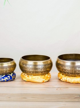 纯铜尼泊尔手工佛音碗瑜伽冥想颂钵音疗静心钵铜磬钵盂金刚杵