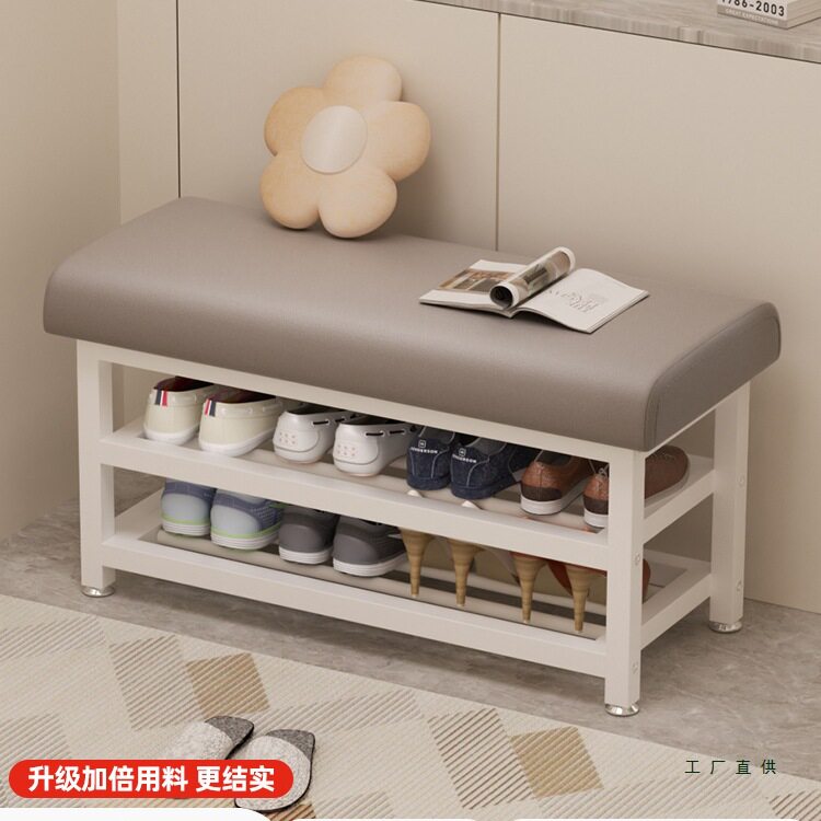 轻奢铁艺玄关换鞋凳带多层鞋架