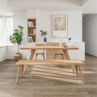 北欧实木餐桌长凳家用饭桌现代简约客厅长方形4人6人餐桌椅组合