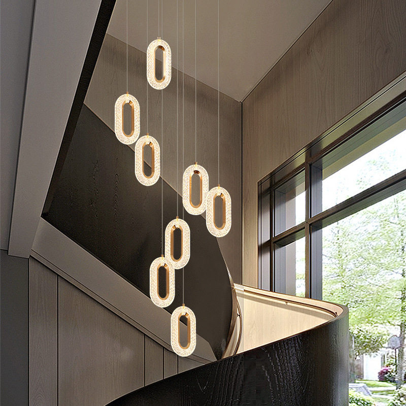 别墅旋转楼梯长吊灯复式楼客厅吊灯现代简约创意轻奢卧室床头吊灯