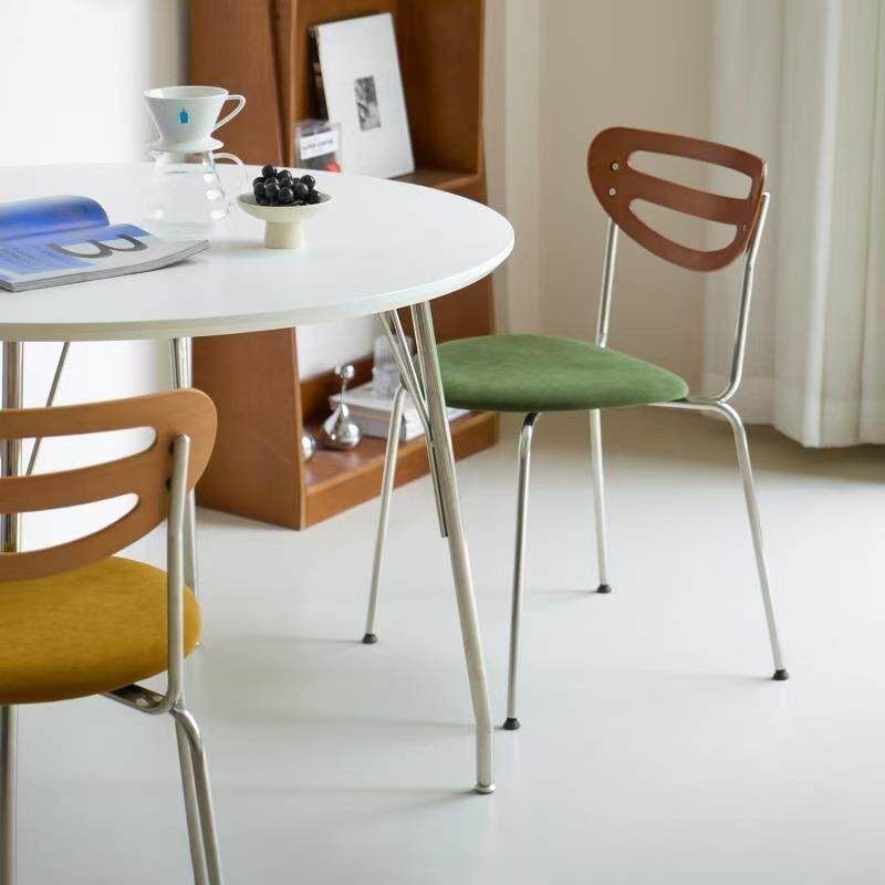 中古餐椅家用设计师网红休闲书房软包化妆椅餐厅实木复古餐桌椅子