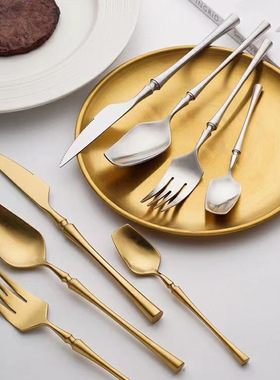 304不锈钢哑光平头小蛮腰餐具套装高档不锈钢刀叉勺酒店餐厅用品