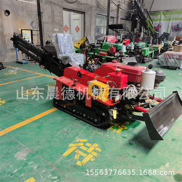 果园农用深沟履带式开沟挖土机 小型双链条挖坑沟机