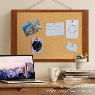 墙壁软木板木质框架公告板装饰挂针板墙壁便利贴留言木制板