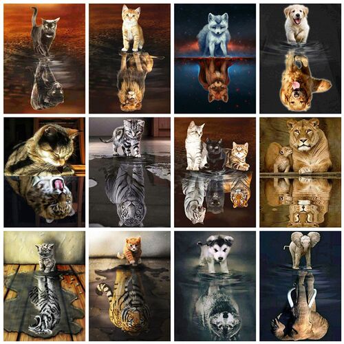 好货Evershine 5D Diamond Painting Cat Full Square Diamond Em