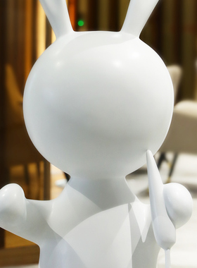 抽象吉祥兔子动物雕塑艺术品配饰时尚样板房空间大型室内装饰摆件