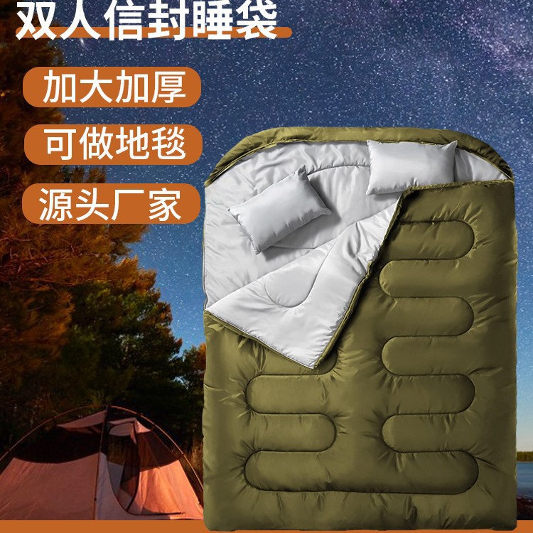 双人成人户外防水加厚防寒可拆分两用便携保暖秋冬露营睡袋
