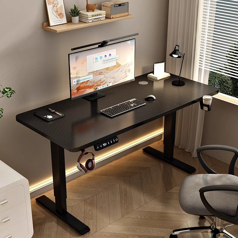 电动升降桌智能电脑桌可升降实木电竞桌子家用学习办公书桌工作台