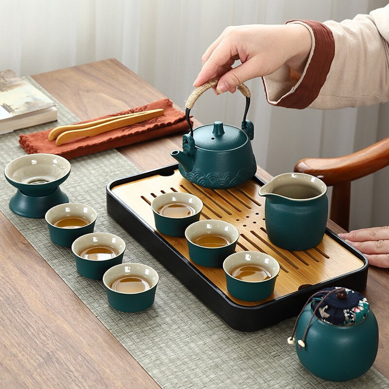 圩派便携陶瓷包旅行茶盘茶杯茶具便携式小套户外功夫泡茶茶壶家用