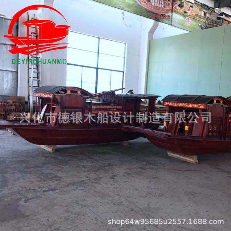 厂家供应水上公园游玩手划木船 6米南湖红船现货可定 做