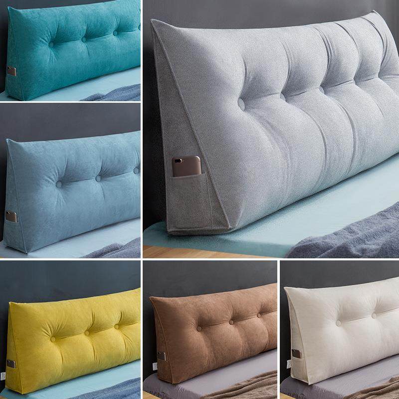 简约床头靠垫纯色三角大靠背可拆洗雪尼尔靠垫单双人榻榻米大靠枕
