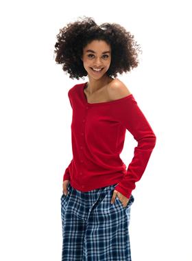 Two little guys*精纺羊毛轻薄斜肩不规则领针织开衫