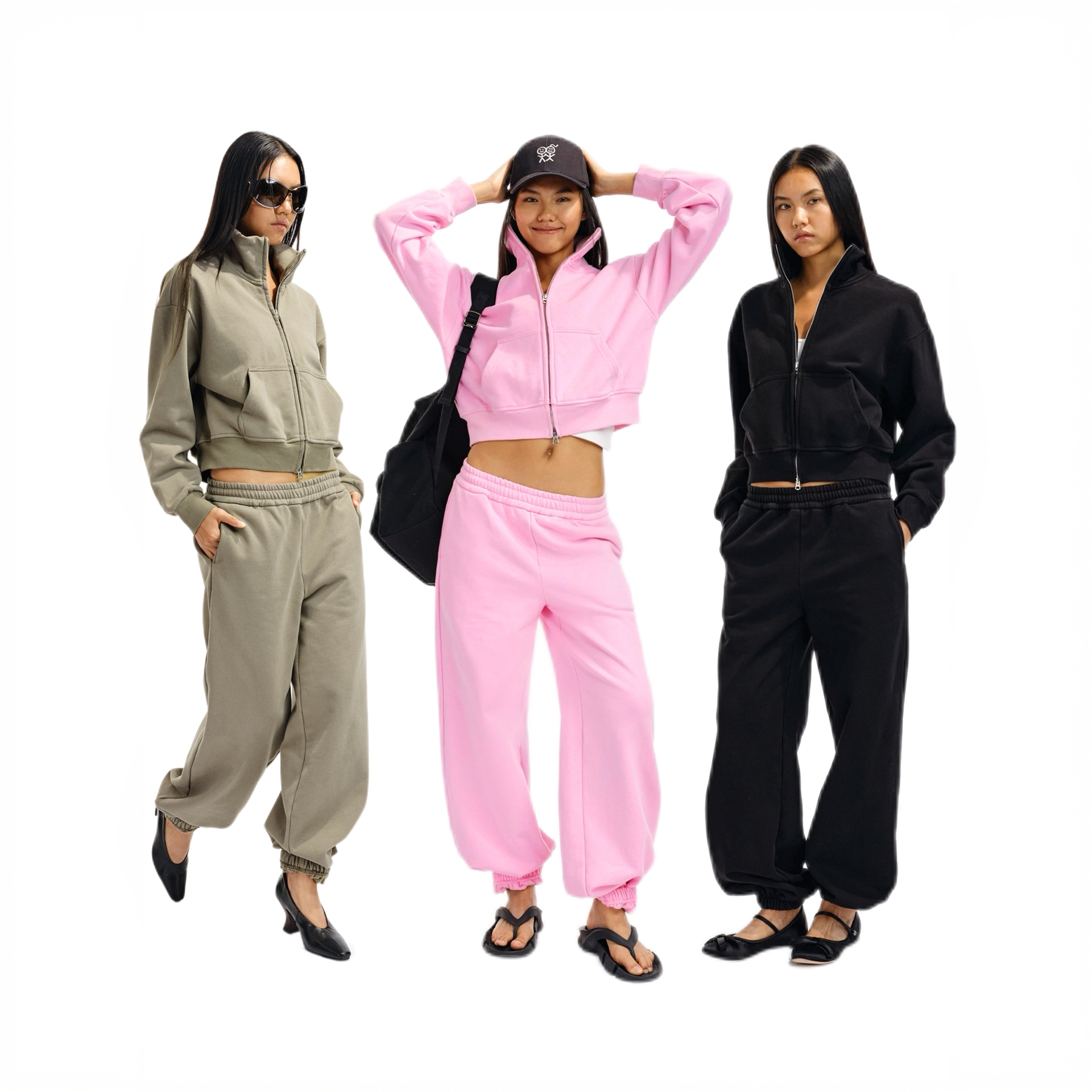 Two little guys*经典立领加绒水洗拉链卫衣+ 加厚水洗束腿休闲裤