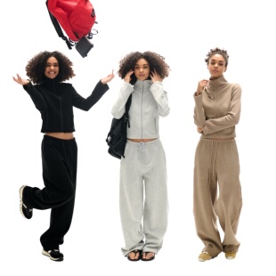 little 套装 guys 羊毛亲肤高领拉链秋冬卫衣香蕉卫裤 造型N穿 Two