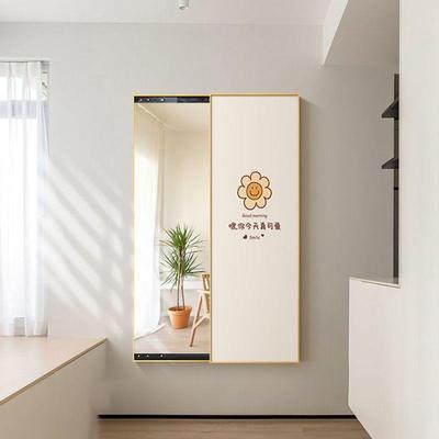 奶油风隐藏镜子装饰画卧室暗藏试穿衣镜挂画全身镜隐藏式推拉挂画