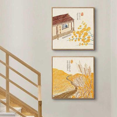 24二十四节气装饰画日式原木风挂复试楼梯背景墙转角玄关走廊过道