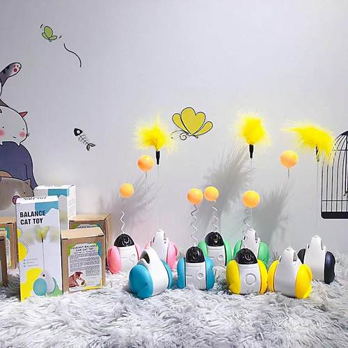 新款猫玩具平衡车 不倒翁玩具逗猫棒互动自嗨带猫薄荷球宠物用品