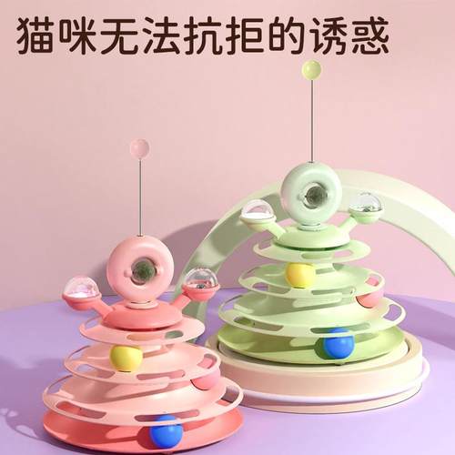 工厂新款猫咪玩具升级款猫转盘自嗨逗猫棒猫薄荷球逗猫玩具