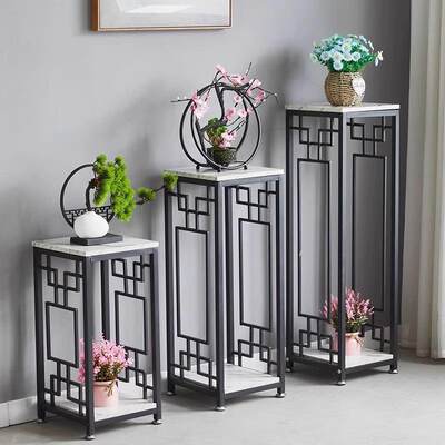 家用室内多层花架客厅阳台多肉花盆架落地装饰架新中式铁艺置物架