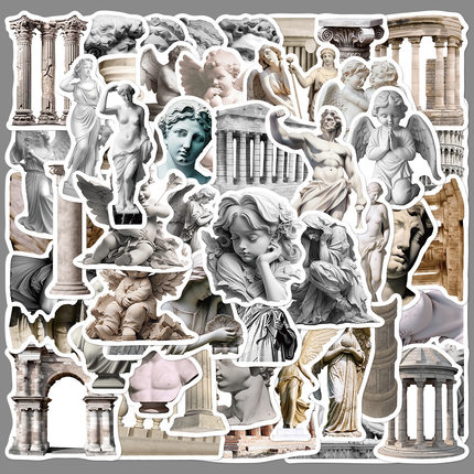 50张艺术风雕像贴纸笔记本电脑吉他滑板保温杯装饰防水diy贴画