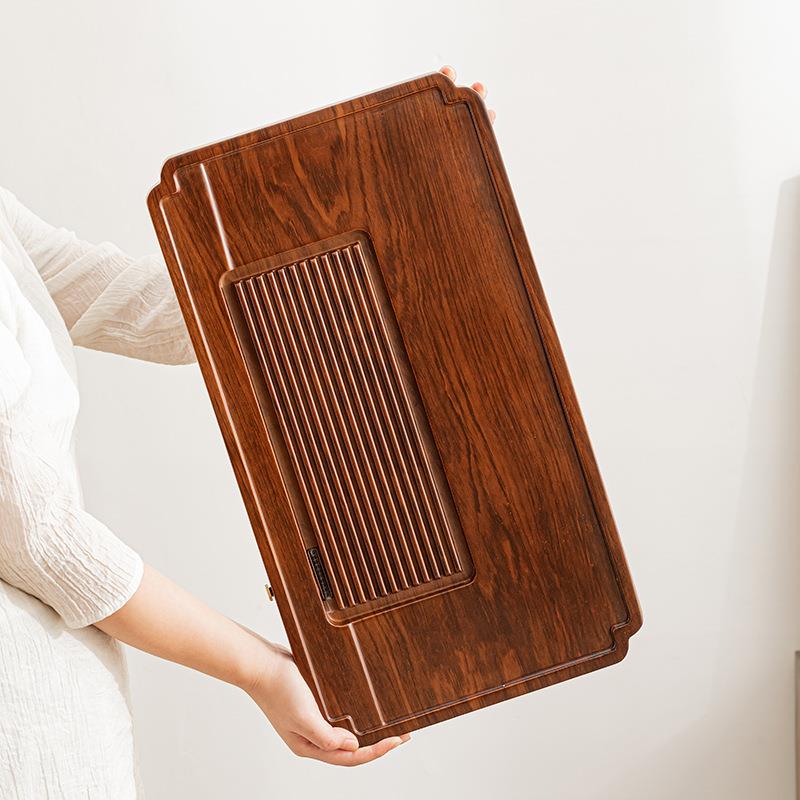 2024新款竹木茶盘家用大号长方形功夫茶托盘单层整块排水干泡茶台