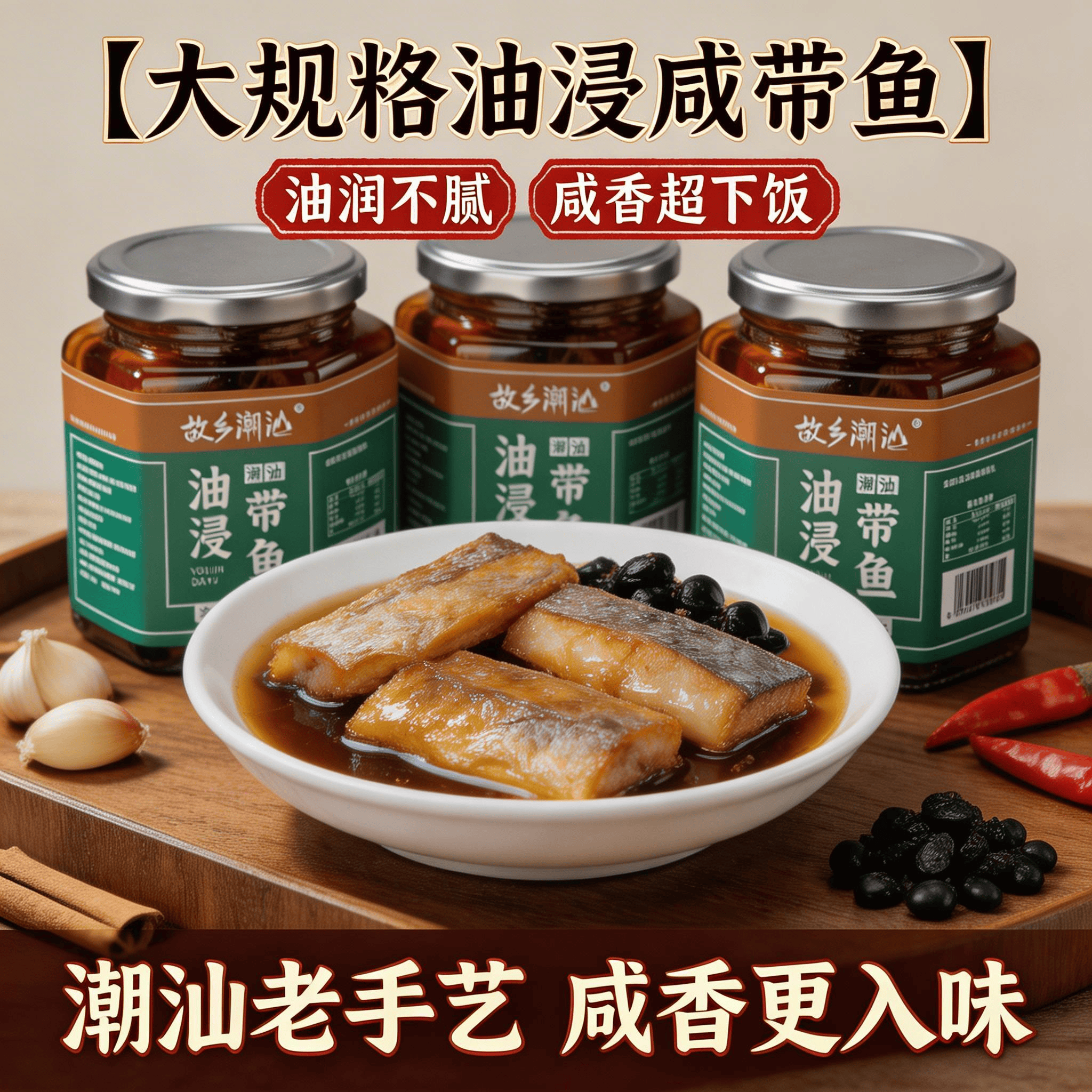 故乡潮汕油浸带鱼罐头即食下饭菜