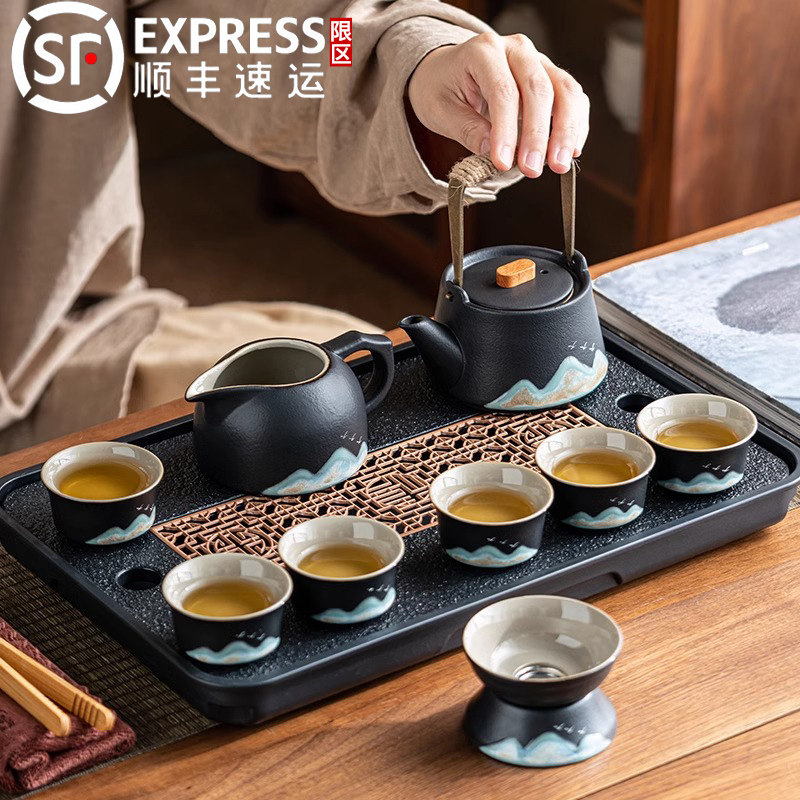 2025新款功夫茶具套组家用会客中式高档乔迁礼盒装小套黑陶茶杯子