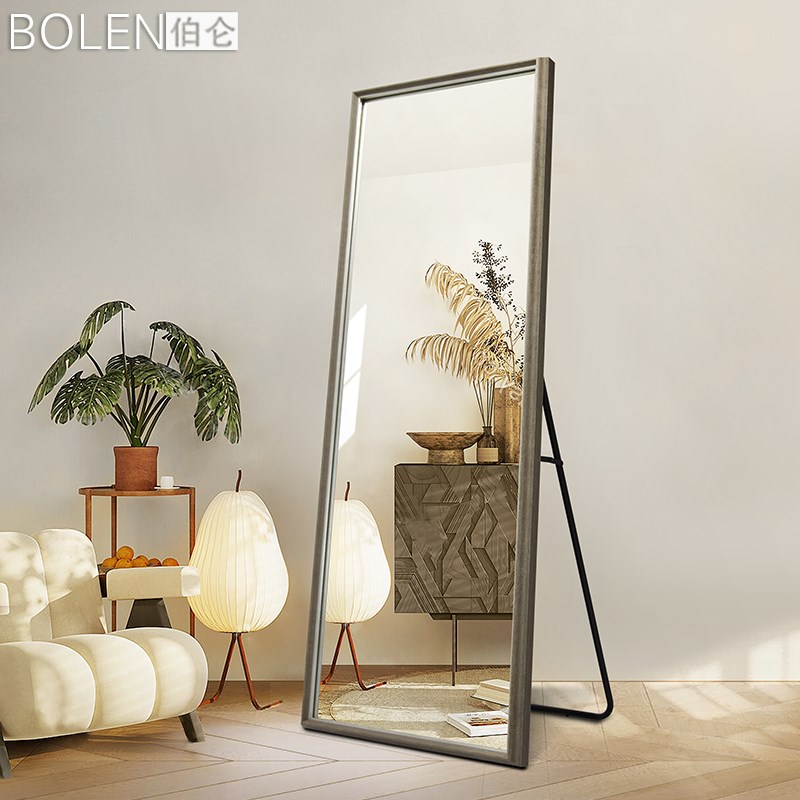 BOLEN 仿古风全身镜子穿衣镜家用卧室衣帽间落地试衣镜复古装饰镜
