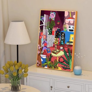 马蒂斯抽象派挂画客厅大幅落地装 饰画高级感小众艺术沙发背景壁画