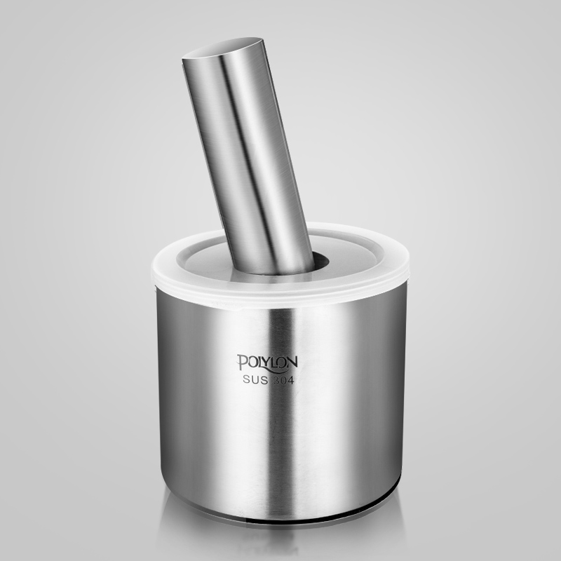 PolyLon 304不锈钢捣蒜器石臼捣碎罐蒜臼子捣药罐蒜压泥器钵
