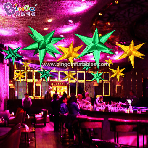 情人节酒吧夜店活动灯光装饰悬挂充气浅绿色浅黄色星星灯气模美陈