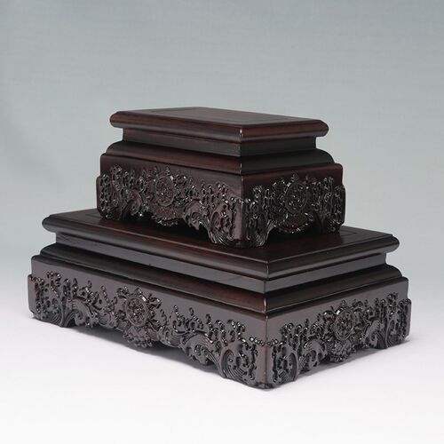 正方长方实木底座鱼缸摆件花瓶盆景玉石神像佛像石头木托黑檀底座