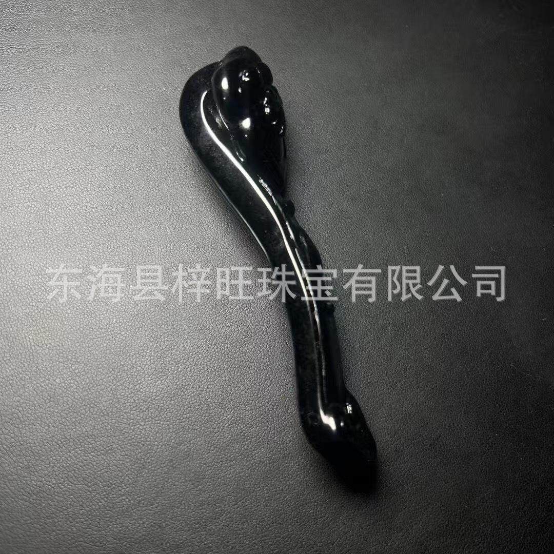 黑曜石大如意摆件藏风聚气镇财位雕刻精美居家办公馈赠佳品