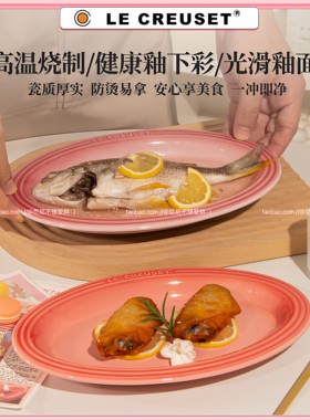 le creuset酷彩家用陶瓷釉下彩鱼盘子菜盘大号椭圆鱼盘法式餐具
