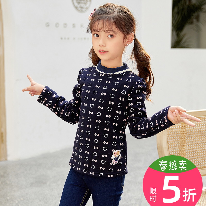 女童加绒打底衫 秋冬天儿童保暖上衣宝宝秋衣外穿洋气小童加绒t恤