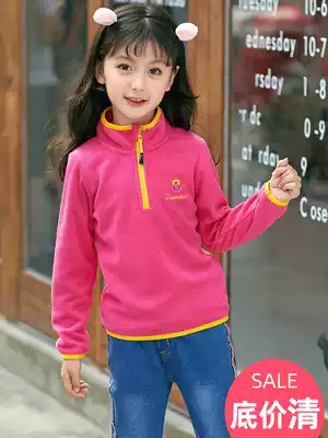 Pullover children's fleece jacket Girls thick T-shirt Spring and Autumn children's fleece top Women's big children plus velvet sweater