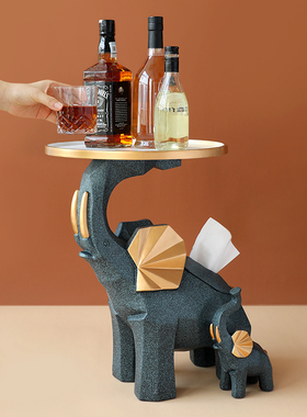 大象落地摆件北欧轻奢客厅电视柜沙发边大型多功能收纳纸巾盒摆设