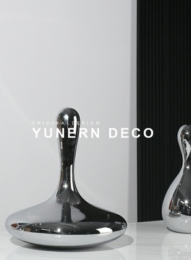 简约现代轻奢电镀保龄球创意软装饰品样板房间售楼处玄关柜摆件