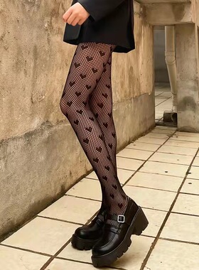 Lolita Cute Anime Black Love Print Tights With Print Gothic