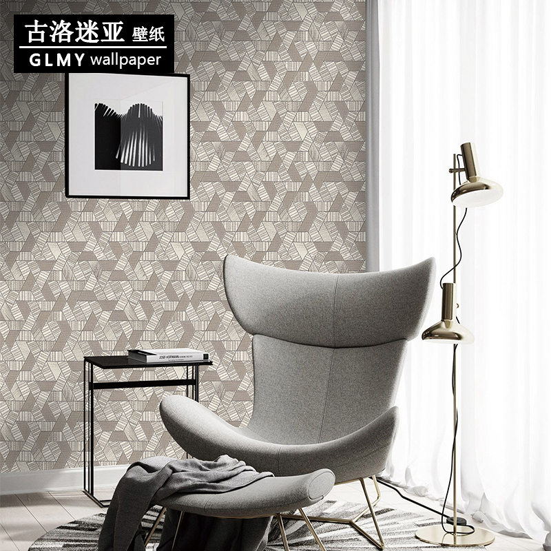 新款几何印象高精密提花壁布客厅卧室玄关电视背景墙全屋无缝墙布