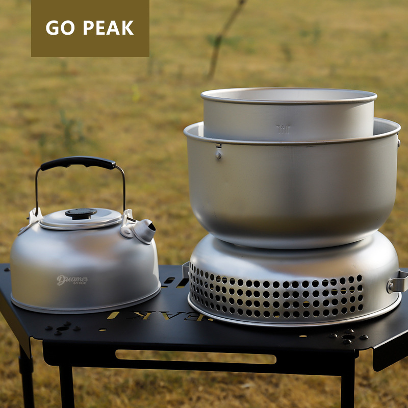 户外野营铝合金酒精燃气风暴炉套锅野炊炉具炉头多功能烧水壶装备