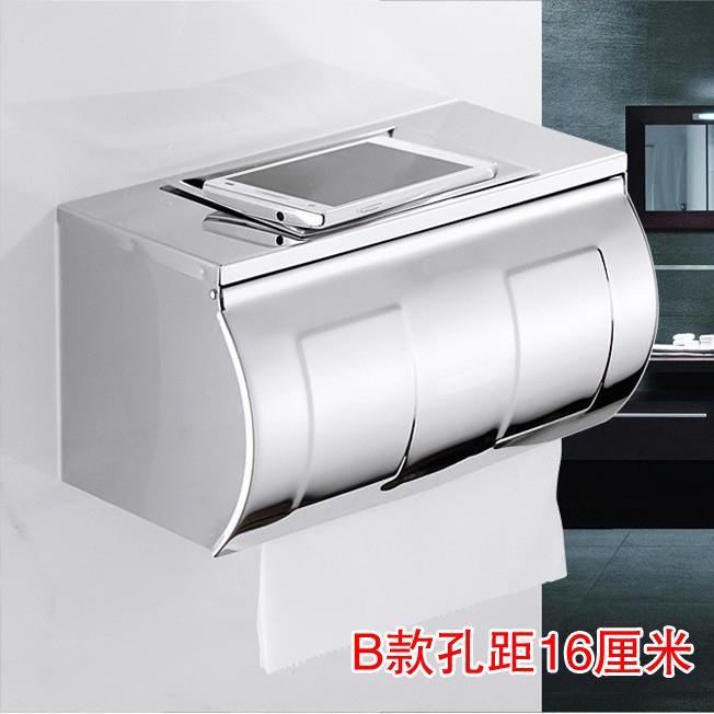 防水纸巾架厕所四方纸盒化妆室卷筒卫生纸器浴室草纸盒304不锈钢